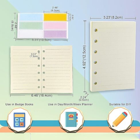 A7 Planner Refill,4 Pcs per Set, Dot Mattrix Paper, with Label Stickers Gift,Mini Binder Refills for 6 Ring Mini Planners,6 hole/100gsm Thick Paper/4.84 x 3.23'', Harphia in Saudi Arabia