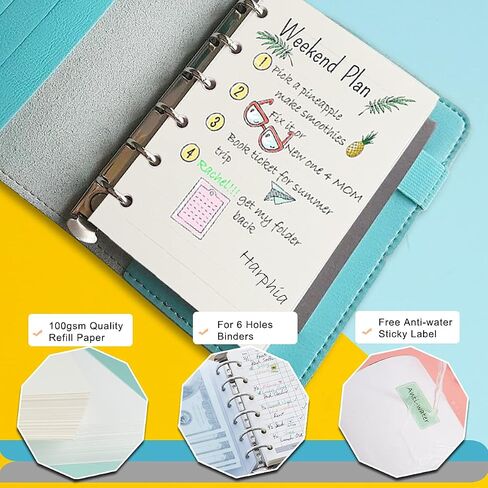 A7 Planner Refill,4 Pcs per Set, Dot Mattrix Paper, with Label Stickers Gift,Mini Binder Refills for 6 Ring Mini Planners,6 hole/100gsm Thick Paper/4.84 x 3.23'', Harphia in Saudi Arabia