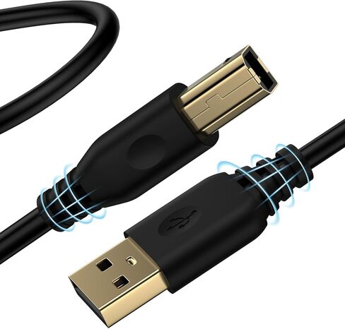 كابل طابعة بطول 6 أقدام، سلك طابعة USB-A إلى USB-B، كابل طابعة USB 2.0 عالي السرعة، كابل طابعة ماسح ضوئي من النوع A إلى B، كابل MIDI لـ HP، Canon، Dell، Epson، Samsung، Brother، DAC، Xerox & المزيد يا أسود in Kuwait