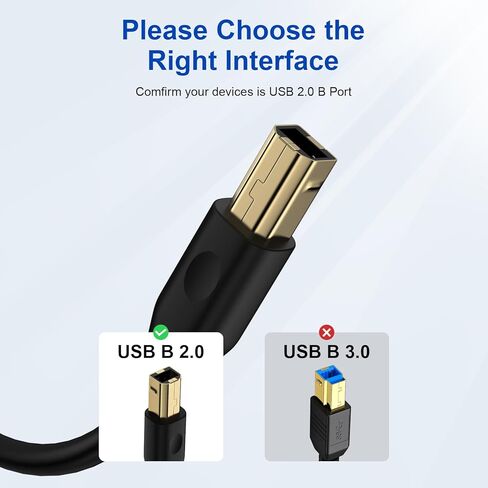 كابل طابعة بطول 6 أقدام، سلك طابعة USB-A إلى USB-B، كابل طابعة USB 2.0 عالي السرعة، كابل طابعة ماسح ضوئي من النوع A إلى B، كابل MIDI لـ HP، Canon، Dell، Epson، Samsung، Brother، DAC، Xerox & المزيد يا أسود in Kuwait