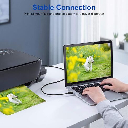 كابل طابعة بطول 6 أقدام، سلك طابعة USB-A إلى USB-B، كابل طابعة USB 2.0 عالي السرعة، كابل طابعة ماسح ضوئي من النوع A إلى B، كابل MIDI لـ HP، Canon، Dell، Epson، Samsung، Brother، DAC، Xerox & المزيد يا أسود in Kuwait