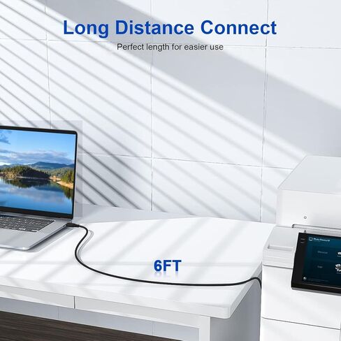 كابل طابعة بطول 6 أقدام، سلك طابعة USB-A إلى USB-B، كابل طابعة USB 2.0 عالي السرعة، كابل طابعة ماسح ضوئي من النوع A إلى B، كابل MIDI لـ HP، Canon، Dell، Epson، Samsung، Brother، DAC، Xerox & المزيد يا أسود in Kuwait