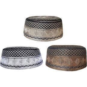 3pcs Muslim Mens Prayer Kufi Turkish Hat Islamic Topi Cap, Islam Headwear Ramadan Eid Gift