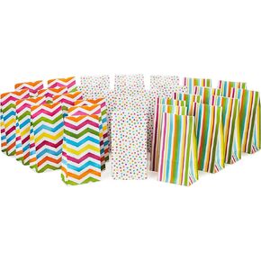 Hallmark Spring Pastel Party Favor and Wrapped Treat Bags, Assorted Designs (30 Ct., 10 Each of Chevron, Dots, Stripes) for Easter, Baby Showers, Birthdays, Graduations, Care Packages, May Day