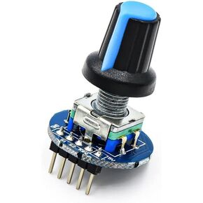 RedTagCanada Rotary Encoder Module for Arduino Brick Sensor Development Round Audio Rotating Potentiometer Knob Cap EC11 (1, Rotary Encoder Module)