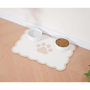 Ralxion Scalloped Dog Feeding Mat, Absorbent Mats for Dog Food and Water Bowl, Dispenser, Cute Elegant Aesthetic Preppy Pastel Pink Scallop Pet Placemat for Dogs, Cats, Puppy Accessories, 14" X 19"
