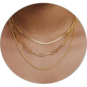 Amicon Dainty Layered Necklaces for Women Trendy Layered Gold Necklace Paperclip Box Chain Layered Necklace Set Jewelry Gifts for Women