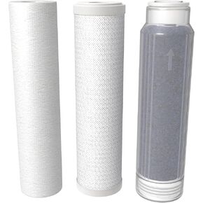 Aquatic Life 10-Inch Sediment, Carbon Block and Mixed-Bed Color Changing Deionization Resin Filters, RODI Reverse Osmosis Deionization Water Filter Replacement Cartridges Kit
