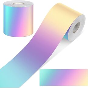 Treela 65.6 ft Iridescent Straight Border Trim Iridescent Bulletin Board Borders Self Stick Scalloped Bulletin Board Trim Bulletin Board Decorations for Classroom School Office Party Favor (1 Roll)