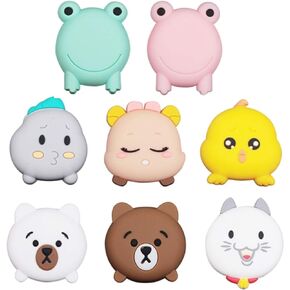 Door Handle Bumper 8 PCE Self-Adhesive Cartoon Animals Wall Protector Door Knob Wall Shield Rubber Buffer Crash Pads Door Stoppers for Furniture Glass Table, Bear Deer Frog Cat Chicken & White Cloud