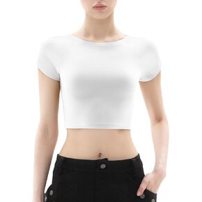 PUMIEY Women's Short Sleeve Crop Tops Crew Neck T Shirt Sexy Tee Smoke Cloud Collection in Kuwait