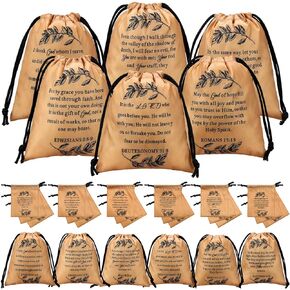 Paterr 24 Pcs Christian Gift Drawstring Bags Bible Verse Prayer Journals Religious Inspirational Gifts 6.9 x 10 Inch Scripture Bags for Easter Women Men Office School Church Supplies Journal Gifts