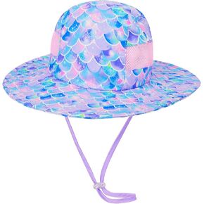 Kids Sun Hat for Toddler Girls Unicorn Bucket Hats UV Protection Summer Hat for Kids Wide Brim Fishing Hat 2-8 Years
