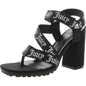 Juicy Couture Women's Elegant Chunky High Heel Dress Sandals featuring an Open Toe, Ankle Strap, and Strappy Design