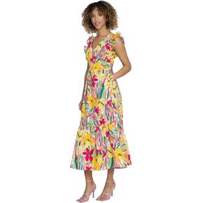 Maggy London Womens Women's Cocktail Dress with V-Neck, Ruffle, Pockets Maxi | Summer Dresses for Women in Saudi Arabia