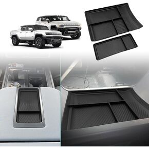 BestEvMod Compatible with Hummer EV Lower Console Organizer & Armrest Tray Set 2023 2023 Accessories TPE Storage Box Set of 2 Lower Console Tray and Armrest Organizer