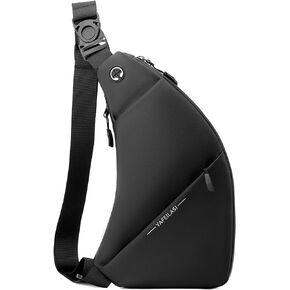 Sling Bag Anti-theft Crossbody Personal Pocket Bag Lightweight Shoulder Chest Backpack Fanny Pack for Travel Hiking (Black)