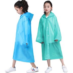 YUNLOVXEE Rain Poncho for Kids Raincoat, 2-5 Pack Reusable EVA Rain Coats for 6-14 Boys Girls, Rain Jackets Gear with Hood