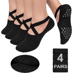 Pilates Socks with Grips for Women, Non Slip Grip Socks for Yoga, Barre, Ballet, Dance, Barefoot Workout, Hospital