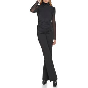DKNY Women's Turtle Neck Cutout Detail Knit Top