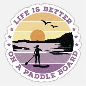 Girl Stand Up Paddle Boarding Woman Wahine Cute Female Cars Trucks Helmet Laptop Vinyl Decal Window Wall Sticker 5"