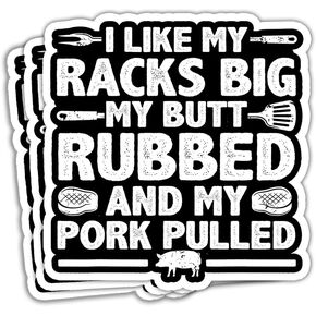 (3Pcs) Grilling Stickers Grilling Decals Barbecue Grill Stickers Funny Barbecue Stickers BBQ Stickers Rub Smoking BBQ Meat Smoker Gift Decoration Graphic Bumper Laptop Stickers 3"x4"