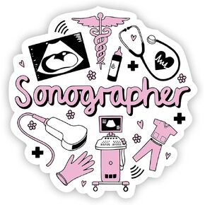 Sonographer Sticker | Vinyl | Decal for Car Bumper, Window, Laptop, Truck, Van, Water Bottle, Books Etc |Waterproof| 5" (DESIGN07)