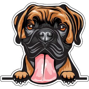 WickedGoodz Smiling Boxer Vinyl Decal - Dog Breed Bumper Sticker - for Laptops Tumblers Windows Cars Trucks Walls - Full Color