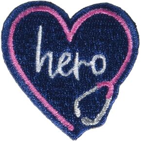 Simplicity 19320100056 Hero Heart Iron On Applique Patch for Clothes, Backpacks, and Accessories, 1.75" W x 1.75" L