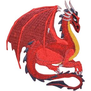 Red Dragon - Facing Right - Legendary/Mythical/Fantasy - Embroidered Iron on Patch