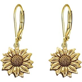 Boho Earrings Vintage Sunflower Dangle Earrings for Women Ethnic Sunflower Drop Earrings
