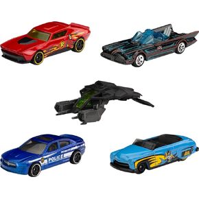 Hot Wheels Batman 5-Pack, Set of 5 Batman-Themed Toy Cars in 1:64 Scale (Styles May Vary)