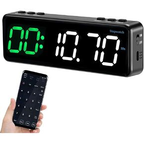 Gym Timer, Interval Workout Clock for Home Garage,6.1"x 2" Count Down/Up Stopwatch Bluetooth Fitness Buzzer Adjustable USB Cable 1inch