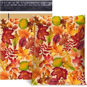 100Pcs Fall Poly Mailers 10 x 13 Inch Autumn Leaves Packaging Bags Self Seal Mailing Envelope Bags for Harvest Thanksgiving Small Business Clothing Gift