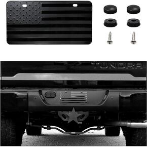 Car American Flag License Plate, 6×12'' Aluminum 3D Metal USA Flag License Plate Bracket Frame with Screw, Patriotic Auto Front Embossed Plate Decoration for Men Women (Black)