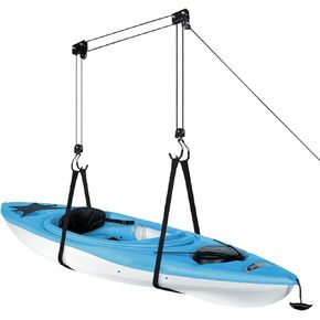 Leader Accessories Kayak Storage Hoist, Kayak and Canoe Ceiling Pulley System for Garage, Overhead Pulley System with 125lb Capacity for Kayak/Canoe/Bike/Ladder Hoist & Lift