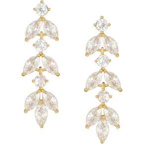 SWEETV Cubic Zirconia Wedding Earrings for Brides Bridesmaids, Elegant Marquise Bridal Dangling Earrings, Crystal Drop earrings for Women Jewelry Gifts in Kuwait