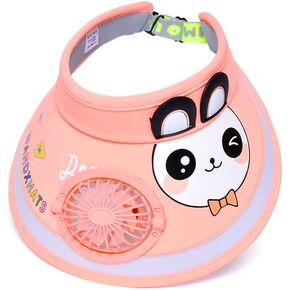 Kids Sun Visor Hat with Fan Cartoon Cute Sunscreen Empty Top Hat Summer Cooling Fan Hat Outdoor Mini Fan Hat