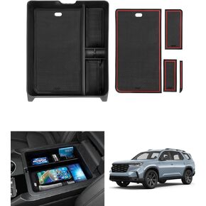 Autorder Center Console Organizer for 2023 2024 Honda Pilot Sport/EX-L/TrailSport/Touring/Elite Accessories Armrest Storage Box Secondary Insert Tray with 2 Color Mats