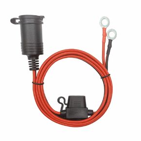 Cigarette Lighter Socket to Ring Terminal Cable - 4FT Car Female Cigarette Lighter Plug to Ring Terminal Harness 2 Pin Quick Connect Disconnect 12v 24v Ring Eyelet Terminals Assembly 15A Fuse (4FT)