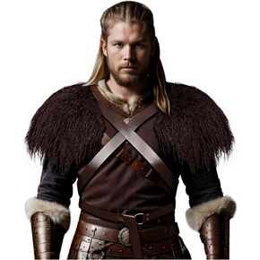 Joukavor Men's Viking Faux Fur Collar Fur Shawl Wrap Medieval Renaissance Warrior Costume Accessory