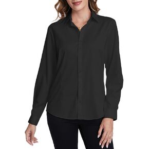 Tapata Women's Classic Button-Down Blouse Formal Work Dress Fitted Shirts Collared Long Sleeve Business Top