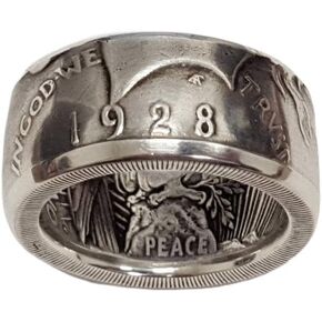 Morgan Silver Dollar Coin Men's Ring Coin Ring Morgan Silver Coin Design Ring, Men's Coin Ring, Fashion Jewelry Handmade Punk Vintage Personality Coin Ring, in God We Trust Rings Size 7