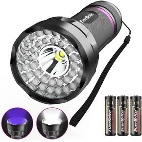 EverBrite LED Flashlight, Multifunctional Flashlight with UV and White Light, 395nm Black Light, 300 Lumens High Powered Flashlight for Camping, Emergencies, Pet Urine Stains, AA Batteries Included