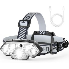 Rechargeable Headlamp,20000 Lumen Bright LED Head Lamp with Red White Light,IPX4 Waterproof Headlight,8 Mode Head Flashlight for Outdoor Running Hiking Hunting Fishing Camping Gear Survival