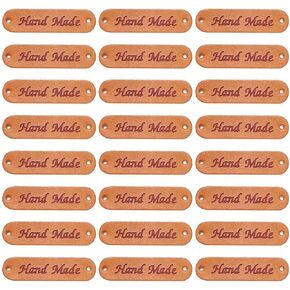 Juland PU Leather Label Clothing Hand Made Embossed Tag Embellishment Knit DIY Accessories for Jeans Bags Shoes Hat –40PCS 1.1X4.5cm – A1