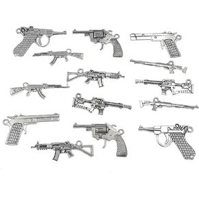 Alloy Gun Weapon Charm Pendant Connector for DIY Jewelry Making Accessaries(20pcs,Antique Silver Tones)