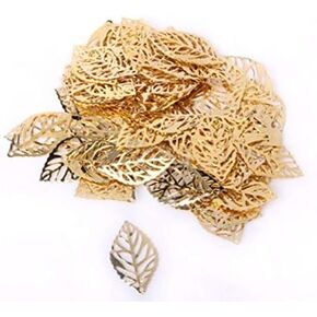 Healifty Metal Leaves 100Pcs Hollow Leaf Charms Gold Metal Crafts Leaf Metal Flake Charms Ornaments Pendant for DIY Jewelry Making Hairpin Headwear Earring (Golden) Alloy Tree Leaf