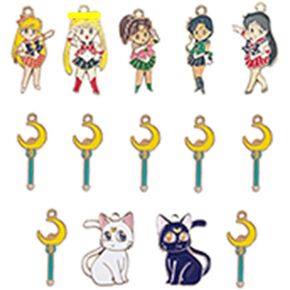 14Pcs Kawaii Jewelry Making Charm Couple Superhero Moon Cat Pendant Charms For Jewelry Making Handmade Crafts Diy Charms Quality Enamel Anime Pendant Charm Kit