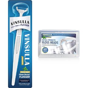 Dental Floss Clean Dental Flossers Kit with 2 Handles and 120 flosser Refill Heads Cool Mint Flavor
